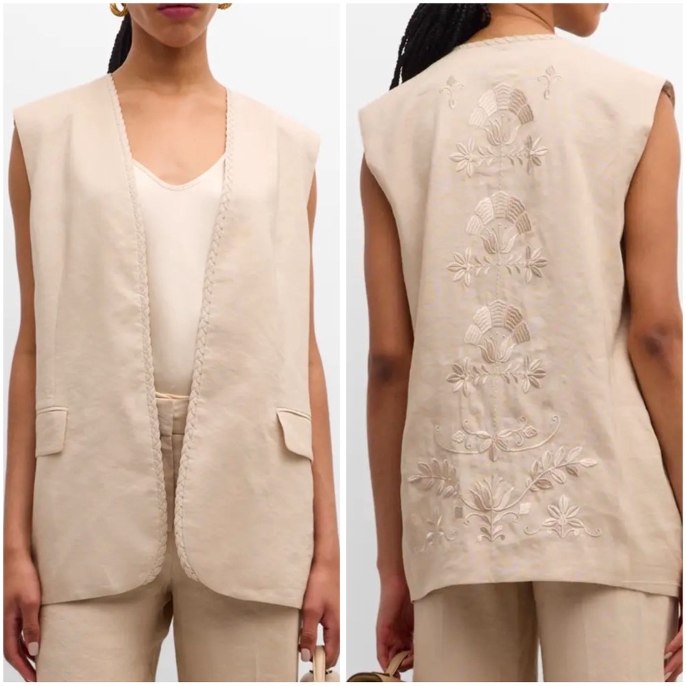 Kobi Halperin NWT Clairo Floral Embroidered Braided Trim Vest